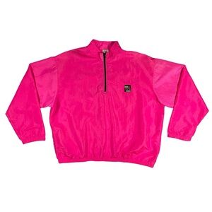 Vintage Surf Style Neon Pink Women’s Windbreaker Pullover Jacket One Size